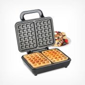 (V82) Dual Belgian Waffle Maker Golden brown or light and fluffy the VonShef Dual Belgian Waff...