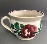 An Antique 1830-1840 Staffordshire Vomit Spit Pot Hand Painted with Flowers
