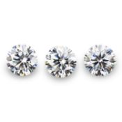 Set of 3 - 0.15 ct. Round Brilliant Diamonds UNTREATED