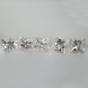 Set of 5 - 0.40 ct. Princess cut Diamonds - UNTREATED