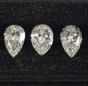 Set of 3 - 0.45 ct. Pear Diamonds - H-I/I UNTREATED