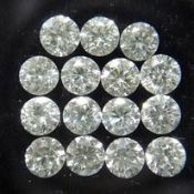 Set of 15 - 0.75 ct. Round Brilliant Diamonds UNTREATED