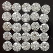 Set of 25 - 1.25 ct. Round Brilliant Diamonds I-J/ SI-I