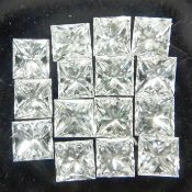 Set of 15 - 0.60 ct. Princess cut Diamonds - UNTREATED