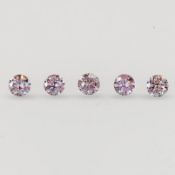 Set of 5 - 0.15 ct. Light Pink Diamonds UNTREATED
