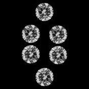 Set of 6 - 0.12 ct. Round Brilliant Diamonds UNTREATED