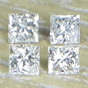 Set of 4 - 0.60 ct. Princess cut Diamonds - UNTREATED