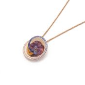 De Grisogono 18k Rose Gold Diamond, Sapphire & Amethyst Chiocciolina Necklace