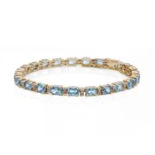 9k Yellow Gold Aquamarine & Diamond Bracelet