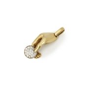 Cartier 18k Yellow & White Gold Diamond Vintage Hand Pendant