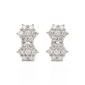 18k White Gold Diamond Double Cluster Earrings