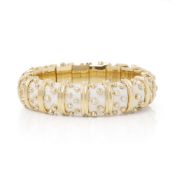 Tiffany & Co 18k Yellow Gold White Enamel Schlumberger Bracelet