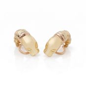 Cartier 18k Yellow, White & Rose Gold Panthère Earrings