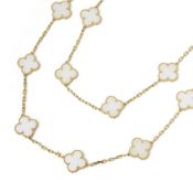Van Cleef & Arpels 18k Yellow Gold White Coral 20 Motif Vintage Alhambra Necklace