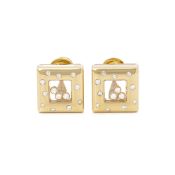 Chopard 18k Yellow Gold Happy Diamonds Square Earrings