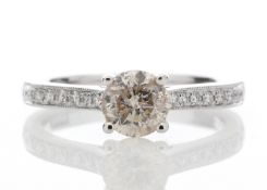 18ct White Gold Single Stone Claw Set Diamond Ring (0.91) 1.09