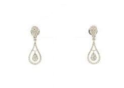 18ct White Gold Diamond Drop Earring 1.00