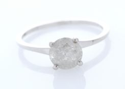 18ct White Gold Single Stone Wire Set Diamond Ring 1.05