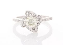 18ct White Gold Single Stone With Halo Setting Ring (0.70) 0.96