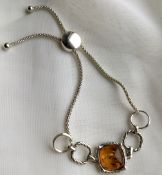 Baltic Amber from Gdańsk Cognac Bracelet 925 Silver Slider Bracelet