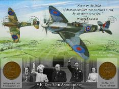 VE Day 75th Anniversary The Spitfire Duo Original WW2 Pennies Metal Sign