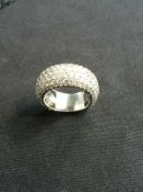 White Gold Ring with Diamond Cluster