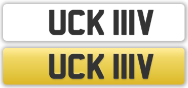 Number plate on retention UCK 111V