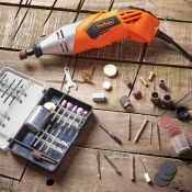 (T346) Rotary Multitool & Accessory Set Versatile rotary multitool with a 170W motor – ideal...