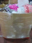 (127) LARGE PALLET APPROX 4FT TALL TO CONTAIN VARIOUS SIZED LAMP SHADES, HOT AND HEAVY 15 TOG K...