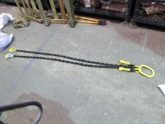 1 x 13mm double leg Grade 80 Chain Sling With master link and Clevis Sling Hooks with safety catch