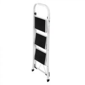 (S67) Heavy Duty 3 Step Ladder Strong white powder coated steel construction with 150kg maximu...