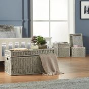 (S109) Set of 3 Large Wicker Storage Trunks Multi-purpose – three classically stylish multi-...