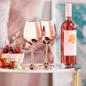 (S107) Rose Gold Wine Glasses Upgrade your glassware with this set of rose gold, stainless ste...