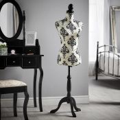(S90) White & Damask Mannequin Perfect for fashion students, dress makers, stylists, clothing ...