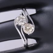 14 K White Gold IGI Certified 2 Solitaire Diamond Ring