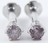 14 K / 585 White Gold Pink Diamond Nose pin/ Studs