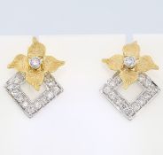 IGI Certified 18 K / 750 Yellow Gold Diamond Earrings