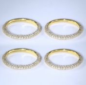 14 K / 585 Set of 4 Yellow Gold Diamond Band Rings