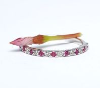 14 K / 585 White Gold Diamond and Ruby Band Ring