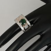14 K Rose Gold Tsavorite Garnet & Diamond Ring