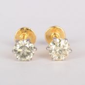 14 K - Set of 2 Diamond Ear Studs/Nose Ring