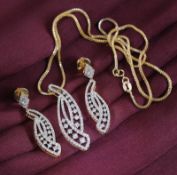 14 K IGI Cert. Yellow Gold Pendant Necklace & Earrings