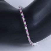 14 K White Gold Tennis Bracelet with Diamonds & Rubies