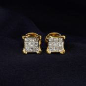 14 K / 585 Yellow Gold Diamond Earring Studs