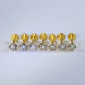 14 K Yellow Gold Set of 7 Diamond Ear Studs/Nose Pin
