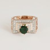 14 K Rose Gold Tsavorite Garnet & Diamond Ring