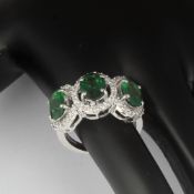 14 K / 585 White Gold Tsavorite Garnets & Diamond Ring