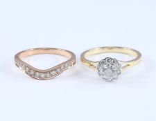 18 K Yellow Gold Diamond Rings ( set of 2 )