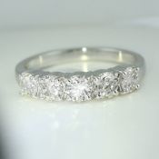 14 K White Gold IGI certified 5 Solitaire Diamond Ring