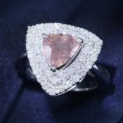 14 K White Gold Sapphire (IGI Certified) & Diamond Ring